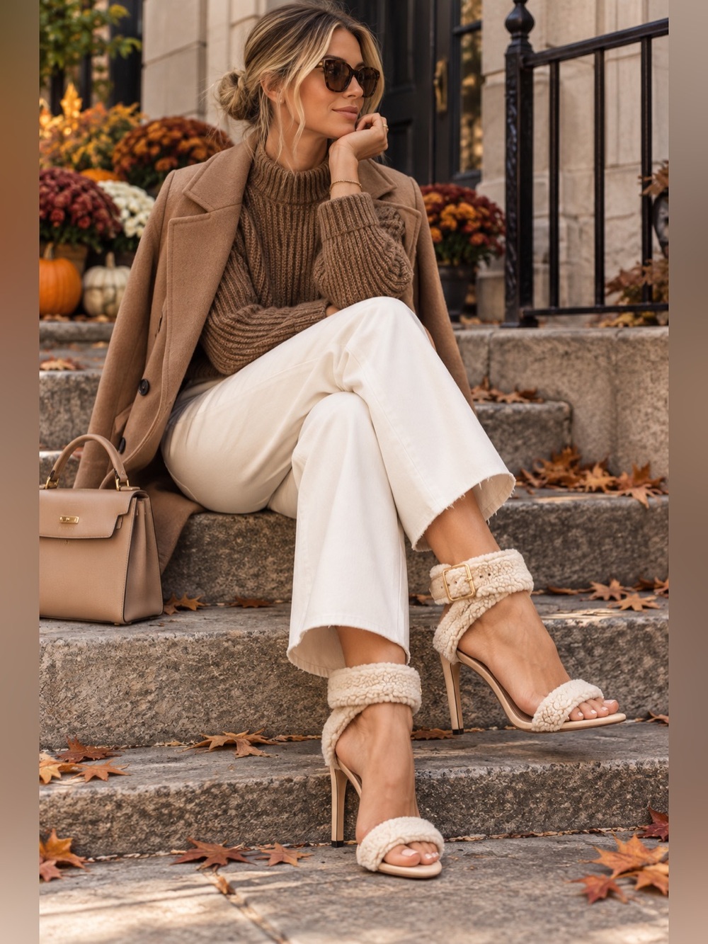 Good American | Sherpa Ankle Strap Heels